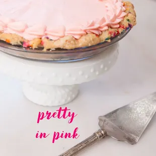 a pretty pink frosted pie