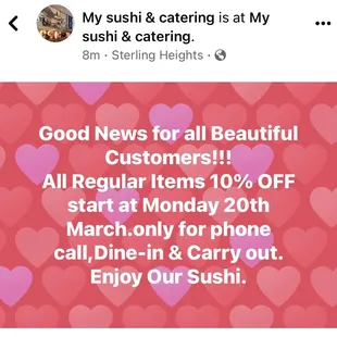 All regular items 10% off for spring Sales