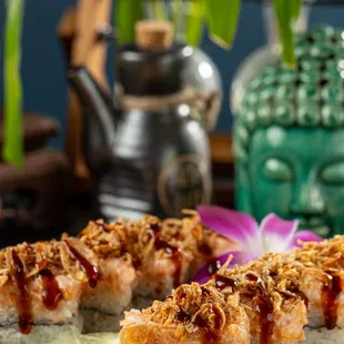 plate of sushi on a table