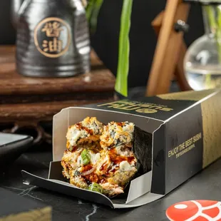  box of sushi on a table