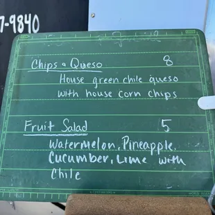 the menu for the food truck