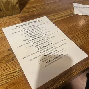 Food menu