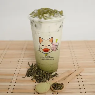 Matcha Green Tea with Matcha Boba