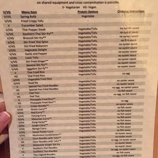 Vegan / vegetarian menu!