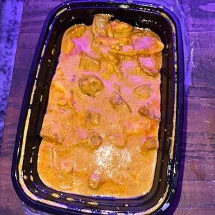 a casserole in a plastic container