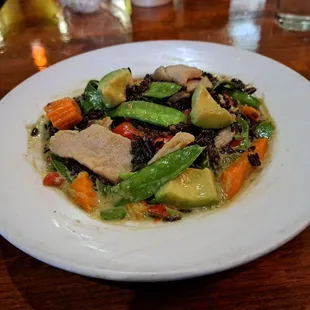 Avocado Curry with Pork mixed with black sticky rice partially eaten