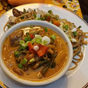 a bowl of soup on a plate