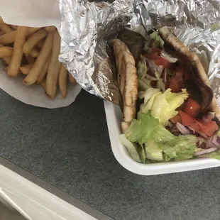 Gyro Pita Platter (basically a Gyro Pita and fries)