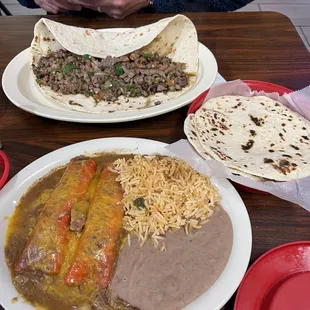 Beef enchilada plate