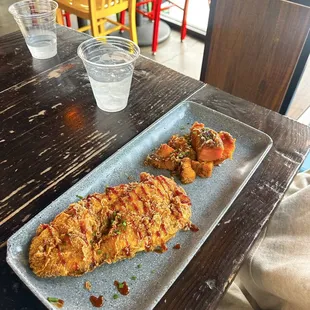 BBQ Fried Chicken with Sweet Potato Pecan Crumble