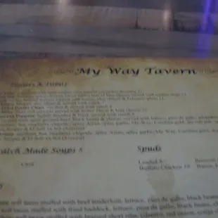 the menu for the restaurant