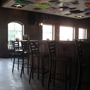 a row of bar stools