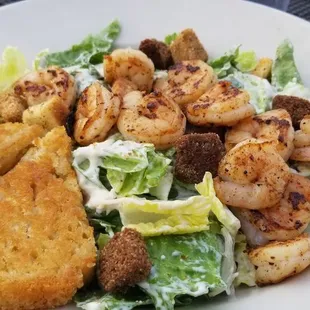 Caesar salad with grilled shrimp