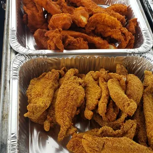 Cajun fried Catfish and hand crafted chicken tenders