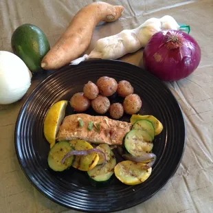 Salmon Zucchini, Squash and Potatoes