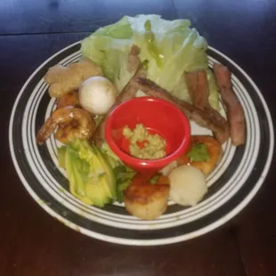 Lettuce wraps with Steak, Shrimp, Scallops