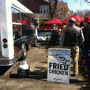 Biggest line I've ever seen at Mya's, all for Chicken &amp; Waffles.  #BestThingIAteCbus