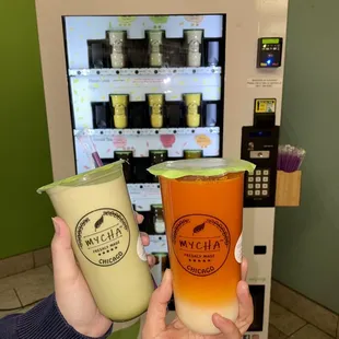 Thai milk tea and matcha milk tea