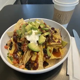 Brisket nachos &amp; hot tea