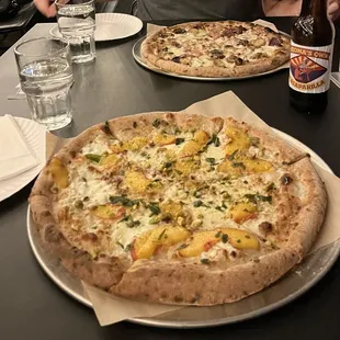 Peach pizza + potato bacon