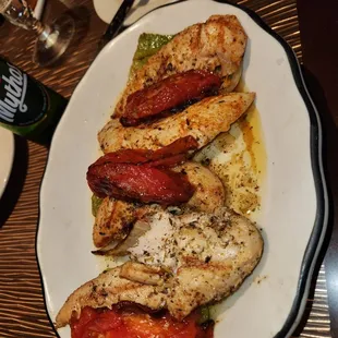 Chicken kebabs. Really tasty but wish that chicken was a bit more charred.