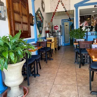 tables and chairs in a restaurant