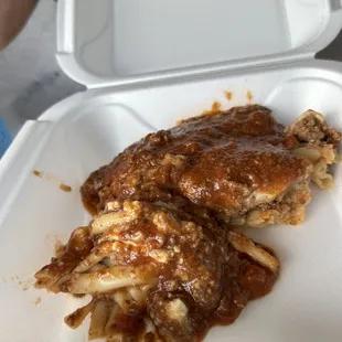 The inside of the Pastitsio   Tuesday &amp; Saturday Only