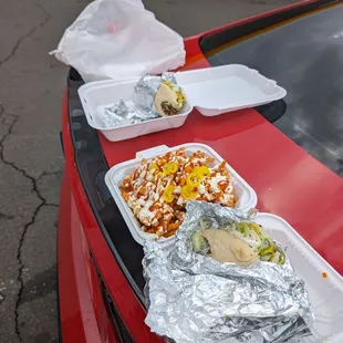 Lamb gyros and Greek fries