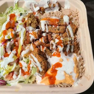 Falafel hummus rice plate