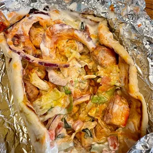 Inside the chicken gyro