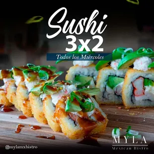 Sushi Wednesday 3x2 sushi rolls