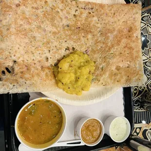 Onion Rava Masala Dosa