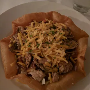 Taco salad with a crunchy shell!