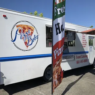 a food truck parked in a parking lot