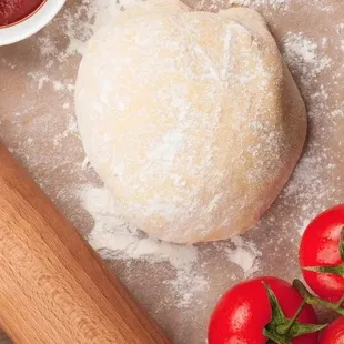 a rolling pin and ingredients