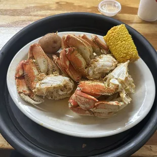 Dungeness Crab, corn and potatoes