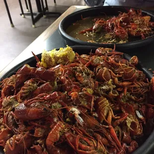The remains of our wonderful crawfish.