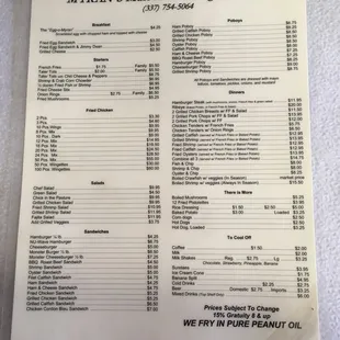Here is the menu. The prices are great, the food is outstanding and the service is true southern hospitality.
