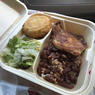A look inside my plate lunch from Myran&apos;s.