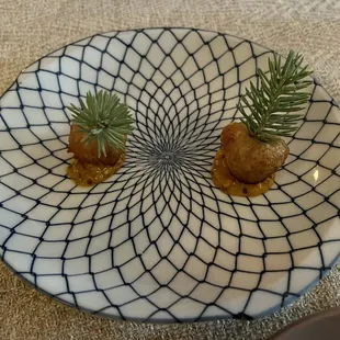 Head cheese fritter paired with kernza porridge