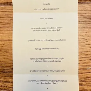 Tasting Menu