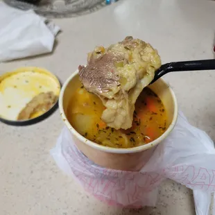 Beef soup with a side of beef fat