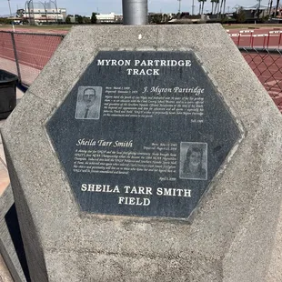 Myron Partridge track memorial stone.