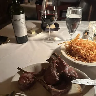 Lamb chops and truffle fries.