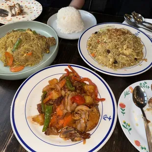 Angel Noodles, Pineapple Fried Rice, Sweet and Sour Sauce Entresweet