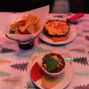 two plates of food on a table