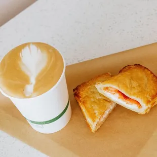 Cafe latte and our classic guava and cheese pie