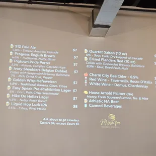Beer menu