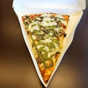Just wanted a quick bite without spending a lot of money - pesto with mushroom.