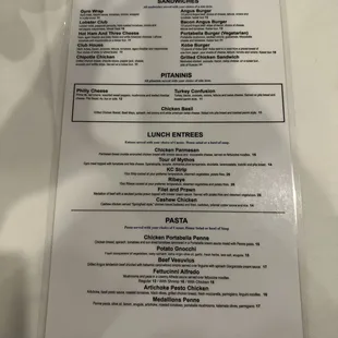 Lunch menu